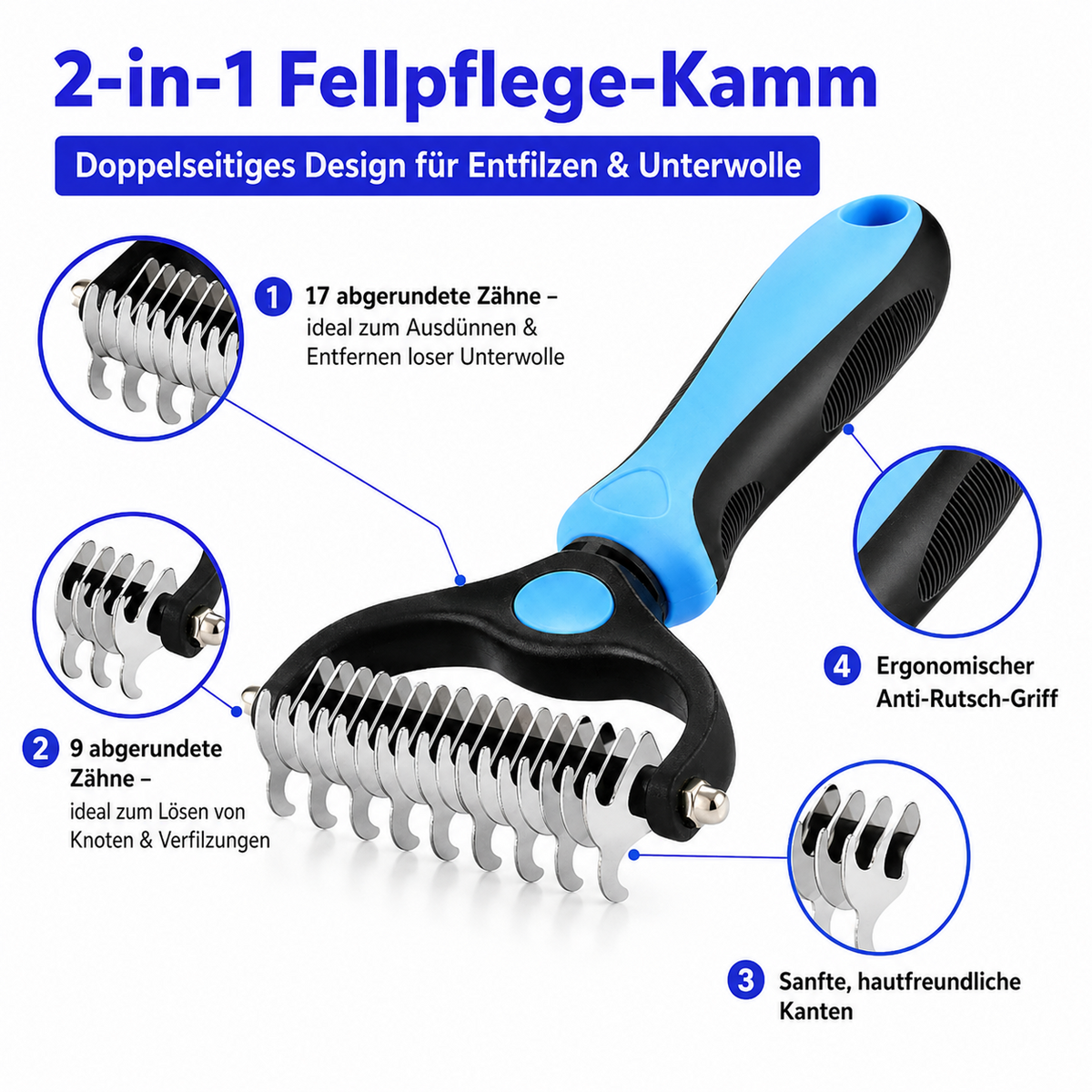Lorvell 2-in-1 Fellpflege-Kamm – Produktdetails